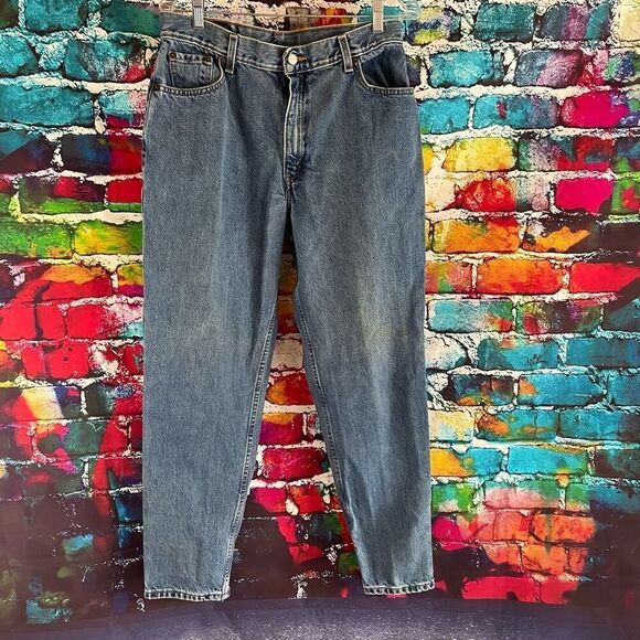 VINTAGE Y2K Levi's 550 Jeans Women 14 Mis M Relaxed Fit Tapered Leg Blue Denim L - Picture 1 of 9